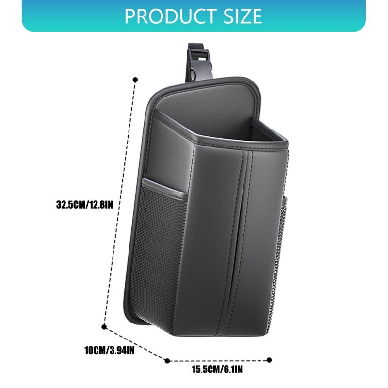 Easy to Install Vehicle Seat Mounted Tissue Holder and Storage Bag for Tissues and Small Items Waterproof Leather