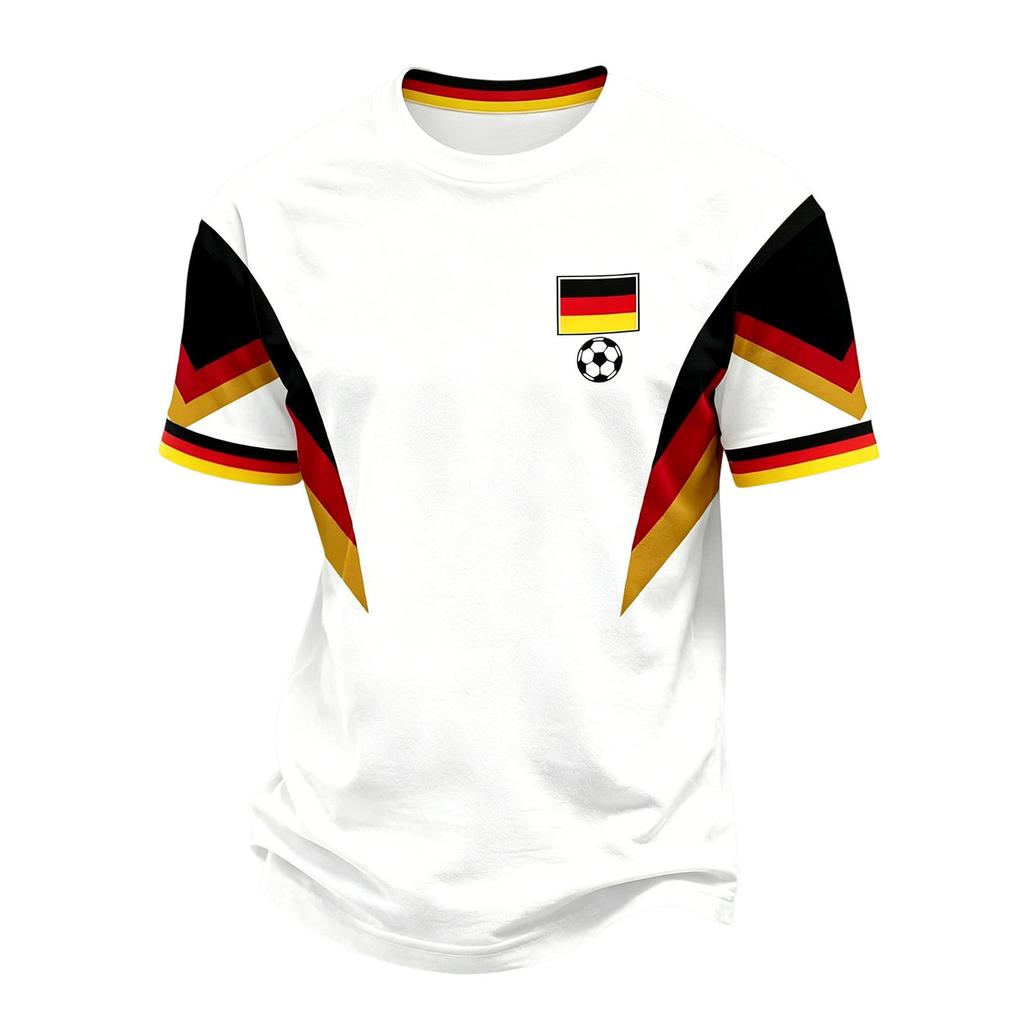 Men's Casual Printed Crew Neck Lightweight Breathable Short Sleeve Shirt Lettering Design Germany Soccer Theme