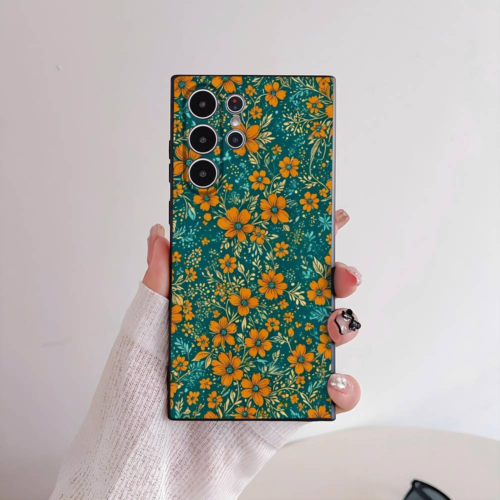 INS Flower Fashion Phone Case For Samsung Galaxy S25 S24 S22 S23 Ultra S21 S20 Plus 5G Frosted Non-Slip Full Cover Soft Case