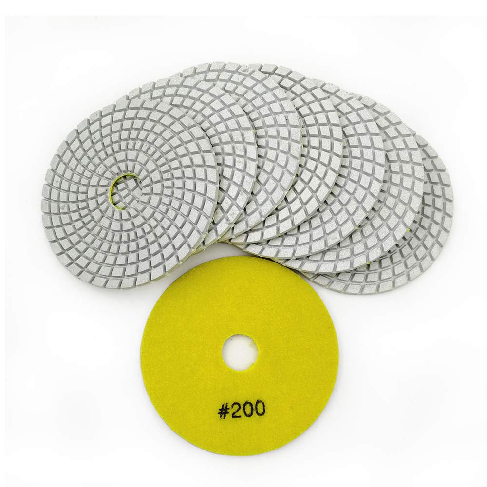 SHDIATOOL 8Pcs 4 Inch Diamond Wet Polishing Pads with White Bond Grit 50 Sanding Pads Grinding Pads for Marble Granite Stone
