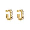 Fashion Hypoallergenic Jewelry 18K Gold Plated Stainless Steel Iced Out Cubic Zirconia Tennis Stud Earrings YF2616