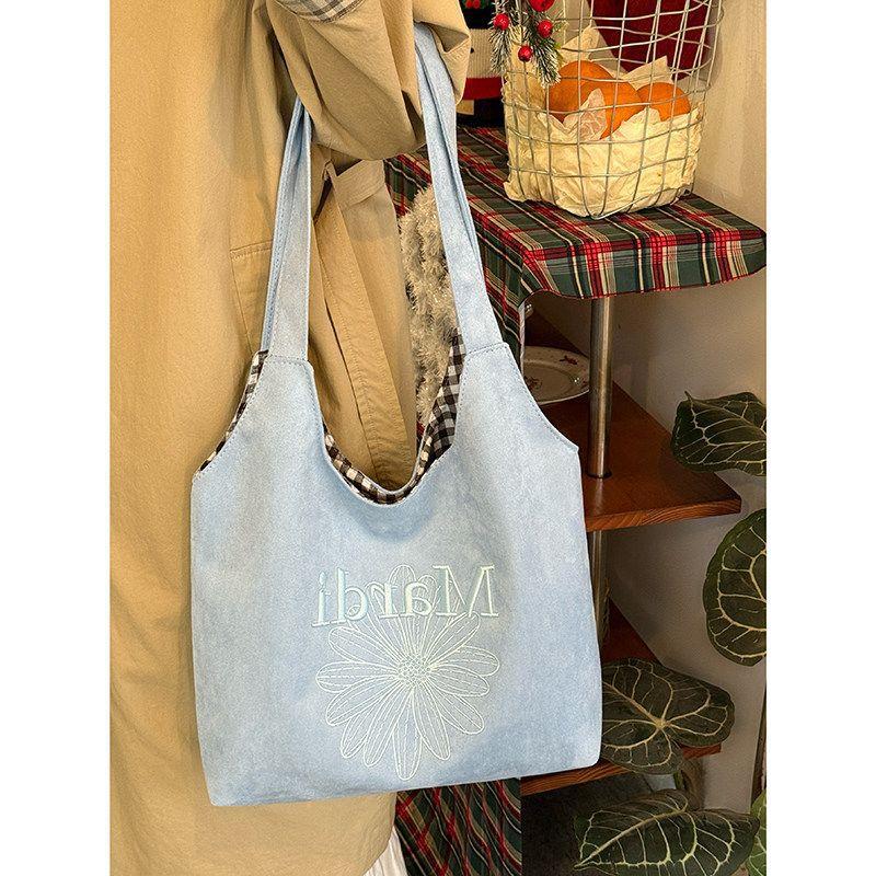 Tote Bag with Large Capacity, Single-shoulder Bag, Suede Fabric, for Commuting and Casual Wear.