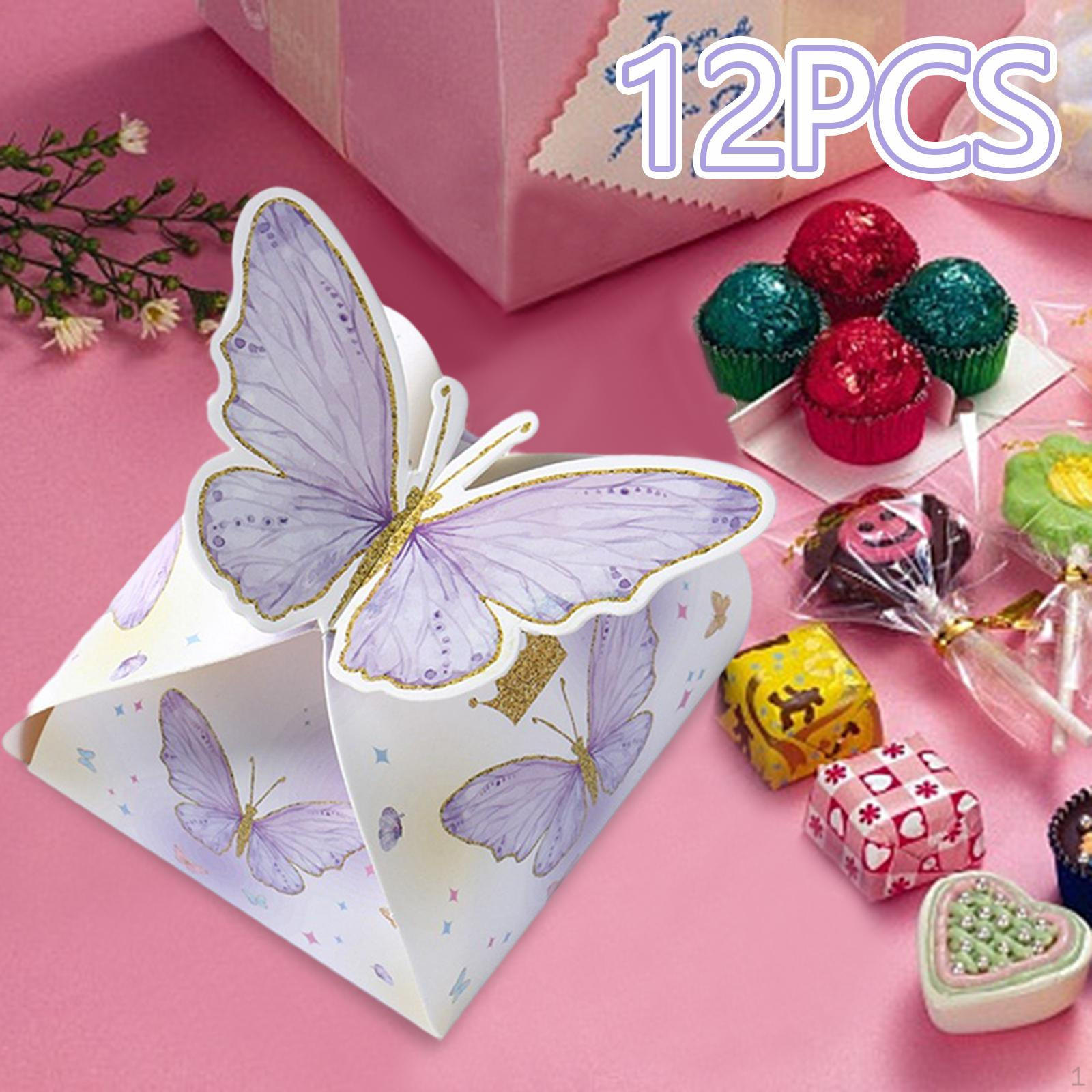 

12 штук бабочки коробки конфет свадьба легкий бумажный подарок вечеринка сувенир для фиолетовый
