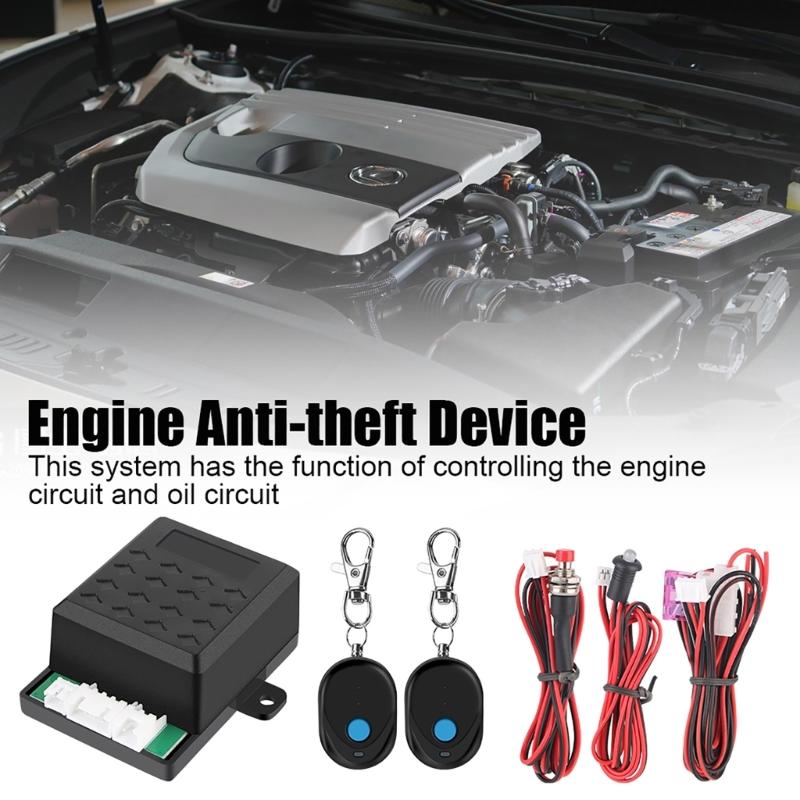 Anti-Theft Alarm System Car Engine Immobilizer Lock Car Wireless Engine Lock Intelligent Circuit Cut Offs with 2 Remotes