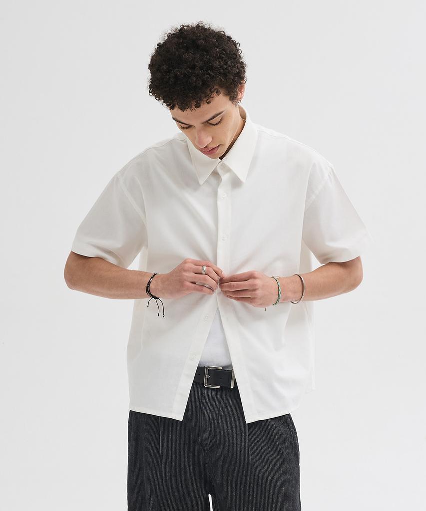 LEIRE Summer Crop Short Sleeve Shirt [White]