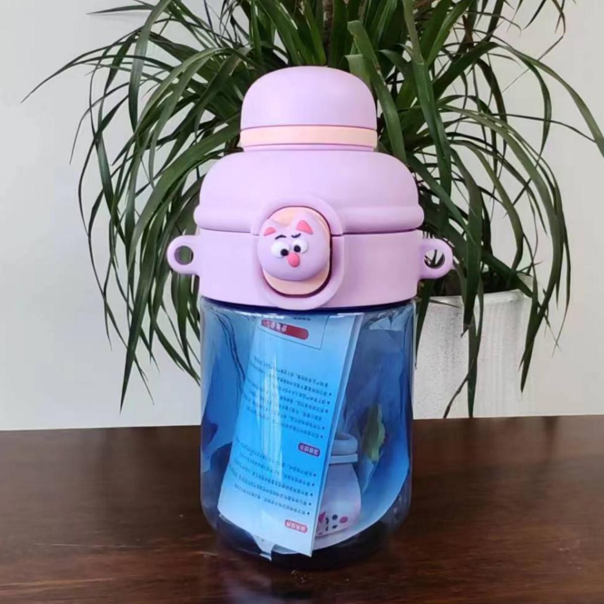 Adorable Flip-Top Straw Water Bottle - Small Fresh Sports Plastic Cup 501-600ml фиолетовый