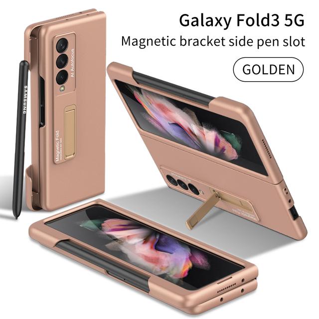 

Ebesfous ультра тонкий матовый чехол для Samsung Galaxy Z Fold 3 Z Fold 4 5g чехол с магнитным держателем, боковой слот для ручки, чехол для телефона (Нет S Pen ) For Galaxy Z Fold 3