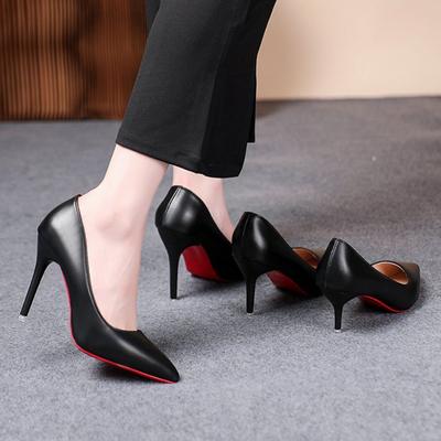 Νέα γυναικεία παπούτσια, μαύρα λεπτά ψηλοτάκουνα, γυναικεία ανοιξιάτικα παπούτσια γραφείου, γυναικεία μυτερά ψηλοτάκουνα μεγάλα μεγέθη 43