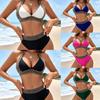 Women's Halter High Waisted Bikini Set, Two-Piece Contrast Trim Swimwear, Solid Color Sexy Swimsuit for Beach and Pool