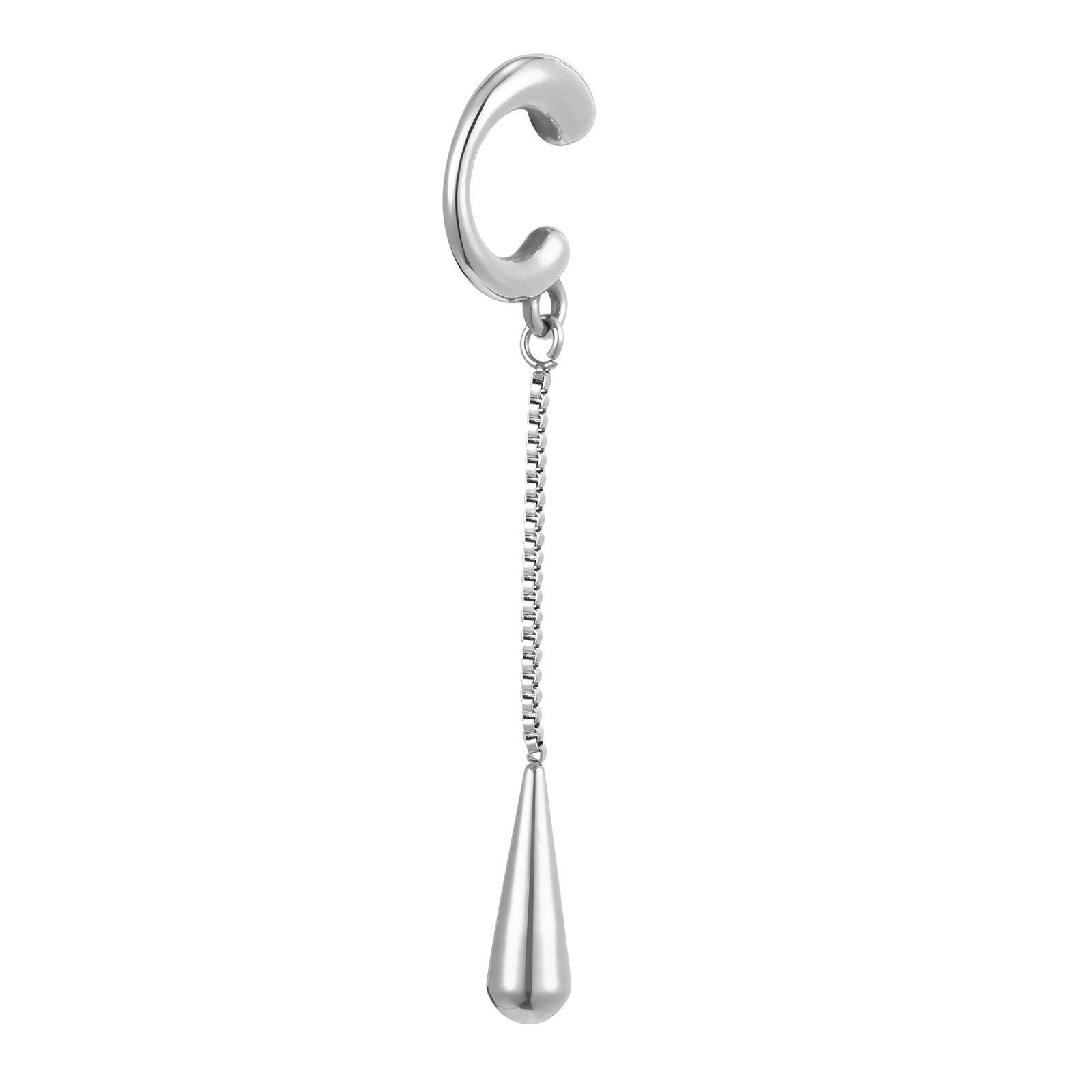 

C-shaped Metal Teardrop Tassel Ear Cuff Clip Earrings for Women 1piece, No Piercings, Ear Cartilage Clips