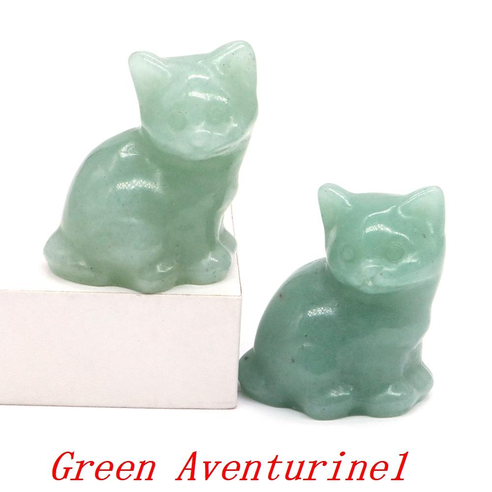 Amethyst Rose Quartz Cute Cat Statue Natural Stone Carved Healing Crystal Animal Figurine Reiki Gemstone Craft Home Decor Gift