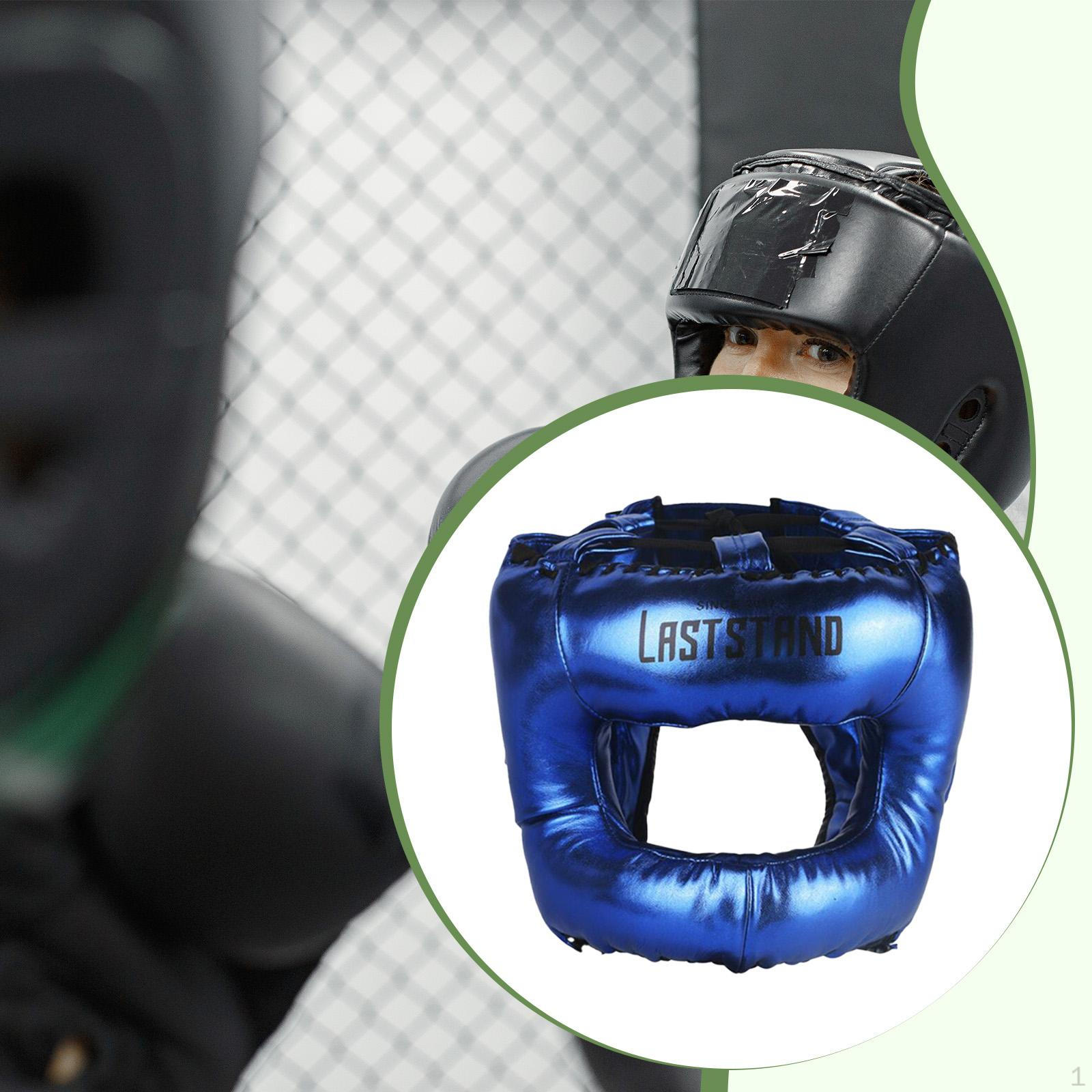 

Boxing Headgear Head Guard Adjustable Soft Helmet Kickboxing Gear for Grappling Fighting синий