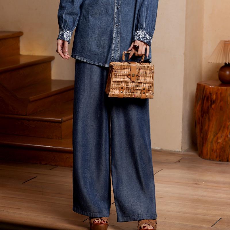 

Retro Loose Wide-Leg Slimming Trousers (2025 Model) 2XL джинсовый