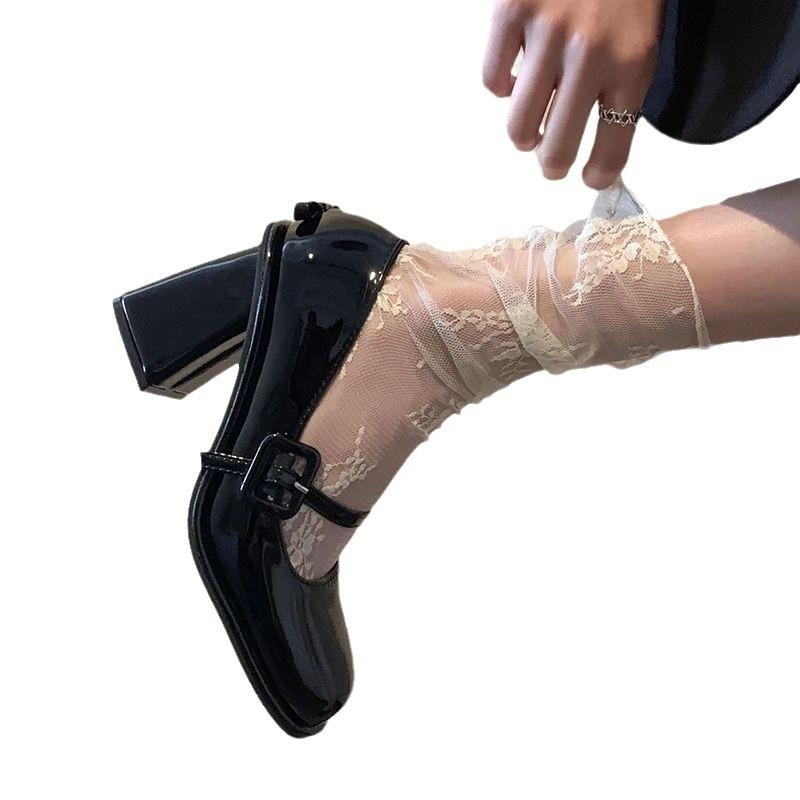 Women's Summer Ultra Thin Mesh Lace Hollow In The Long Leg Pile Socks
