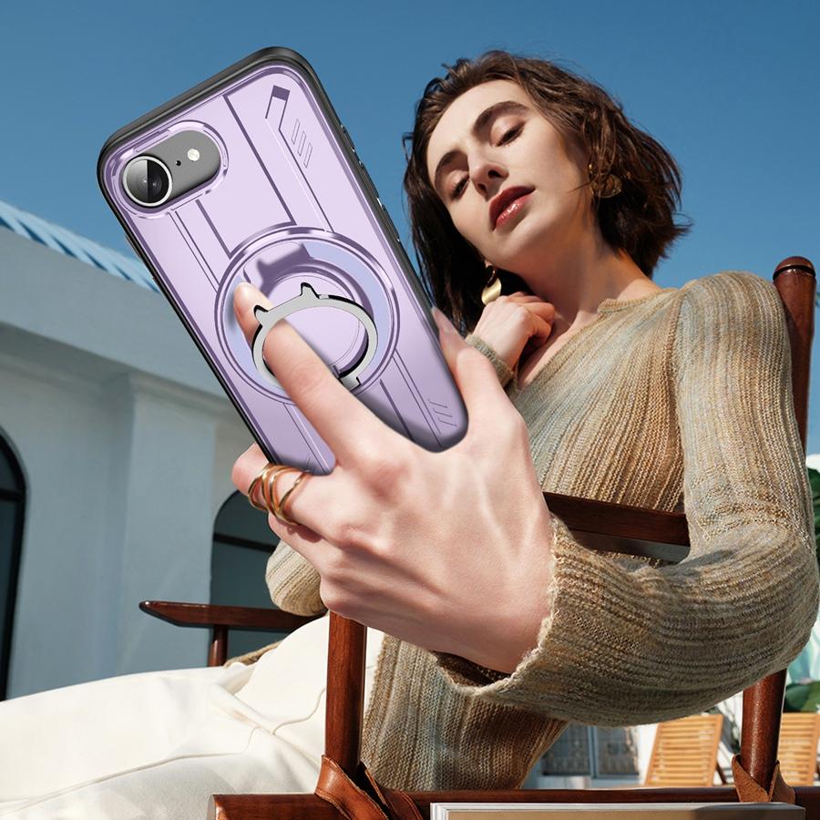 Shockproof Heavy Duty Armor Phone Case with 360° Rotatable Magnetic Metal Ring Stand for iPhone/Samsung Case for Car Holder