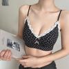 Polka dots, less flowers, light gathering, soft support bra, no steel ring, double breasts, anti-sagging bra, sweet wind