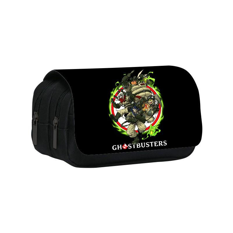 Ghostbusters Pattern Double Layer Flip Cover Stationery Storage Bag For Students