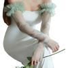 Long Sheer Gloves with Embroidery Flower Bridal Gloves for Special Occasion Wedding Bride Gloves Party Accessories