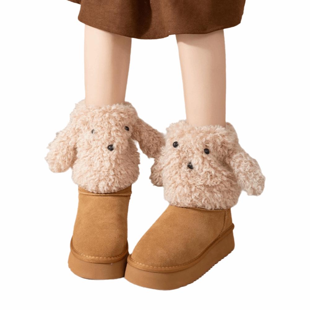 1 Pair Cartoon Dog Ankle Covers White Coffee Calf Mid Socks Creative Leg Warmers autumn and winter