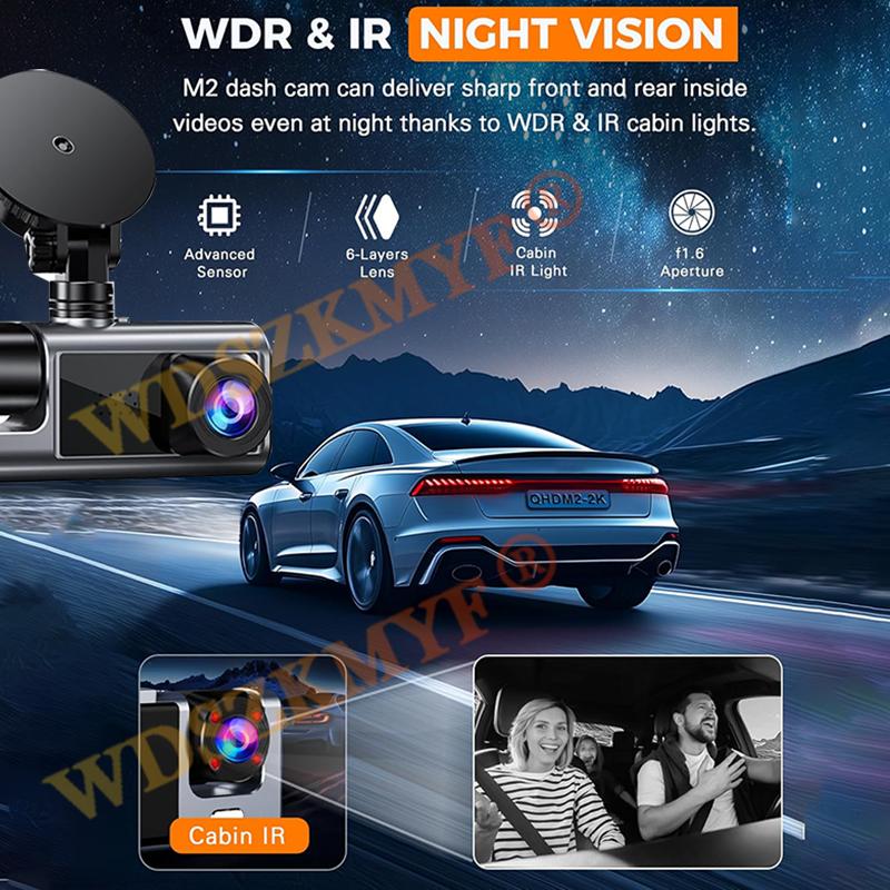4K Car DVR 2/3Channel Front Inside Rear View Camera Voice WIFI Black Box DashCam for Cars Video Recorder Vehicle Car Accessories