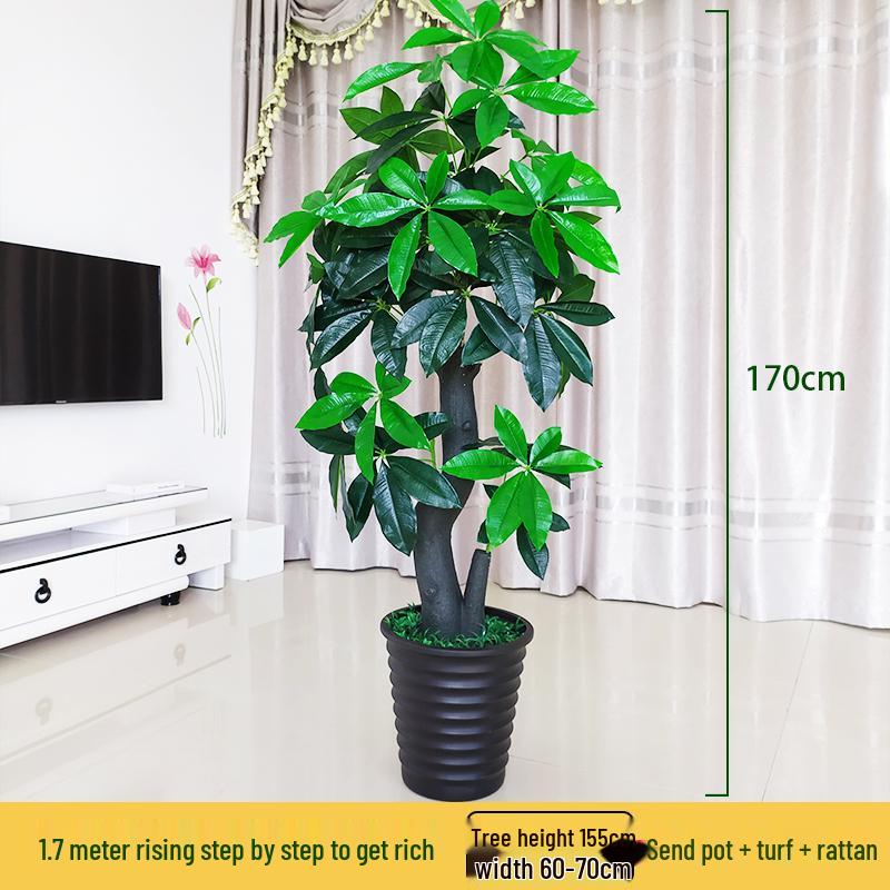 Large Artificial Money Tree Decorative Indoor Plant - Fake Green Bonsai for Living Room Floor