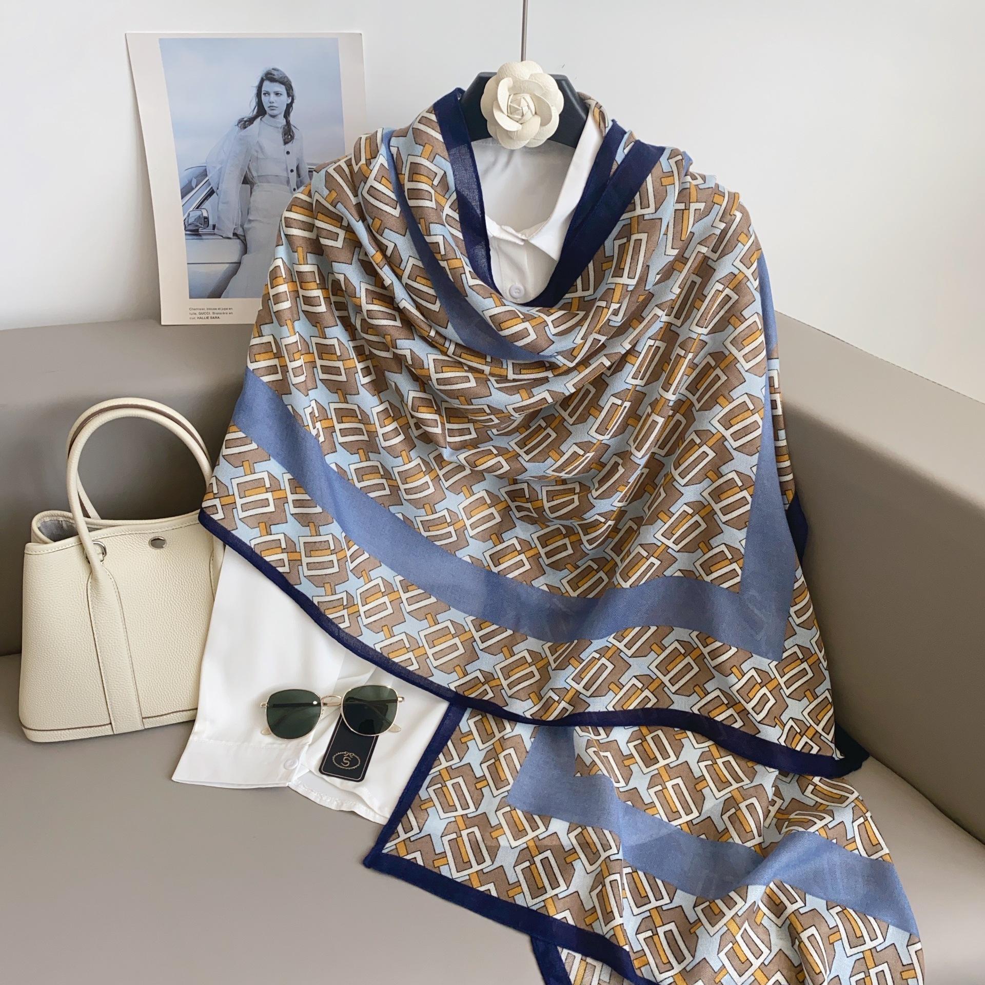 

Autumn and winter new cotton and linen scarf retro high-end long outer shawl silk scarf fashionable versatile thin scarf 180*85