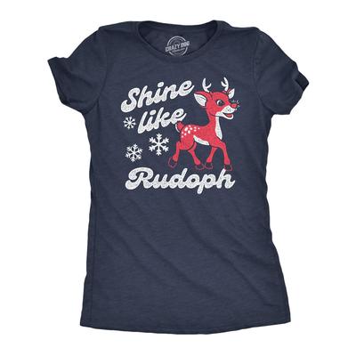 Shine Like Rudolph Reindeer Christmas Shirt, Funny Rude Festive Top