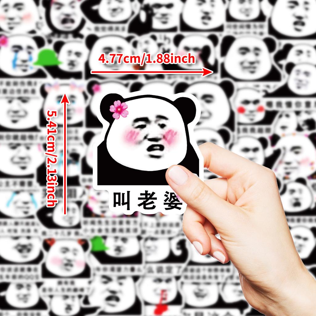 50 Creative Black and White Funny Panda Stickers Personalized Panda Emoticon Package Waterproof Stickers