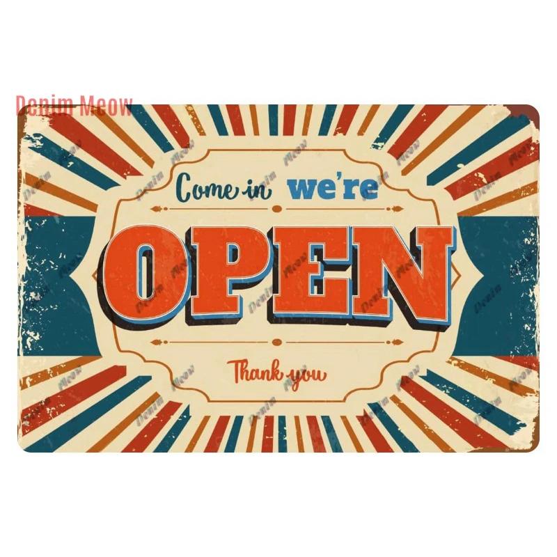 Vintage Open/Closed Wall Sign,retro Bar Open Metal Tin Plaque, Come in, Welcome Wall Decor, for Bar Club,Man Cave Poster, WY279