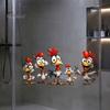 Cartoon Chicken Glass Stickers Rooster Static Sticker, Funny Roosters Window Clings, PVC Removable Outdoor Balcony Decor Decal, Waterproof Sunproof