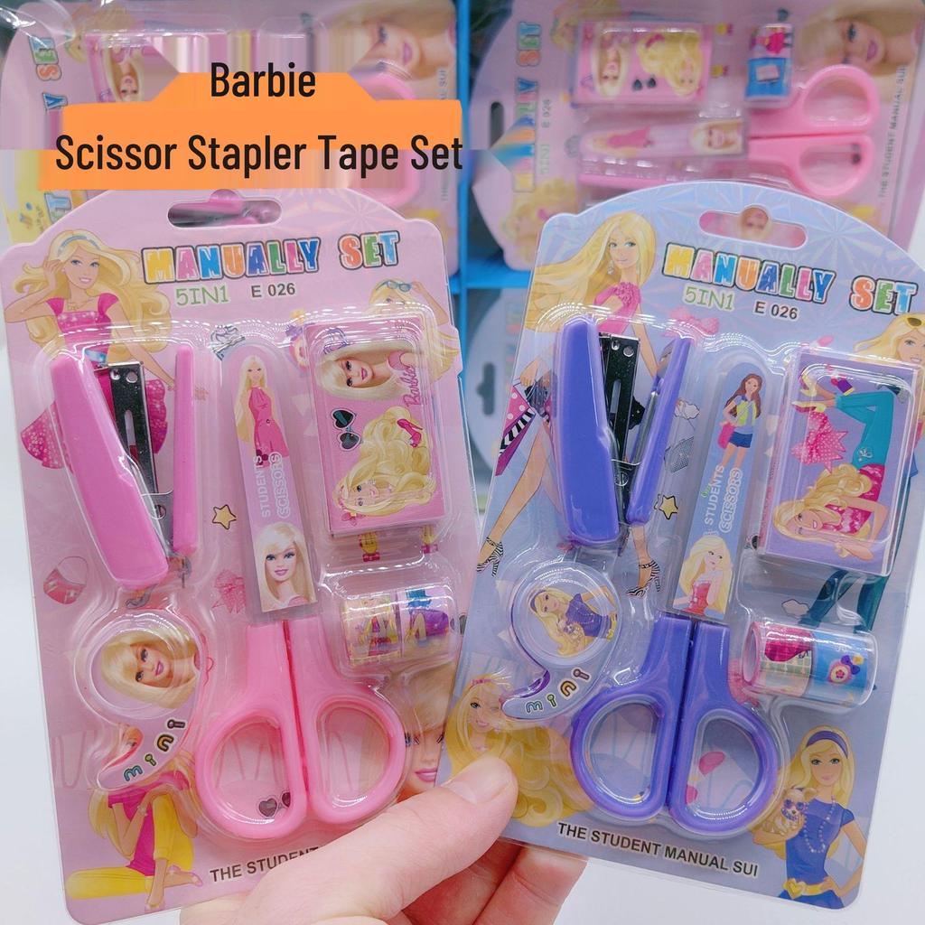 Adorable Student Stationery Set: High-Quality Scissors, Stapler, Tape & Stickers - Perfect Gift for Children's Learning