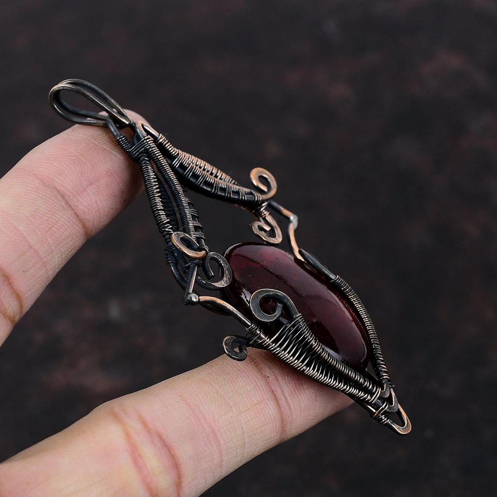 Red Fire Labradorite Pendant Copper Wire Wrapped Pendant Handmade Copper Jewelry Gemstone Pendant Beautiful Wire Wrap Jewelry Gift For Women