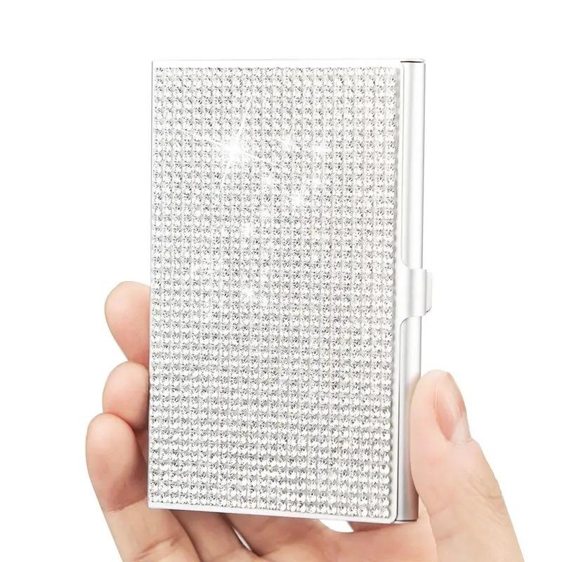 1PC Metal Rhinestone Business Card Clip Drill Business Card Case