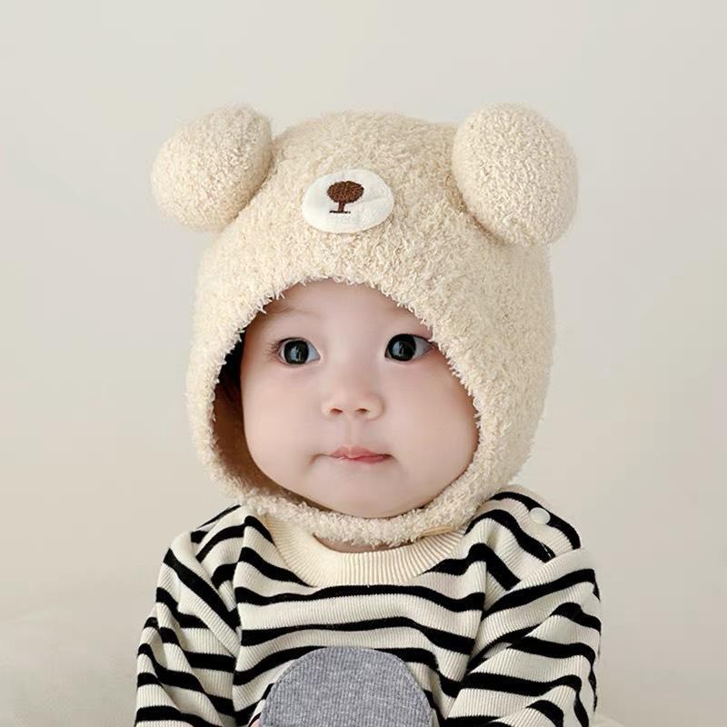 Soft Winter Plush Bear Ear Kids Hat Warm Windproof Multiple Colors For Toddlers Outdoor Daily Use