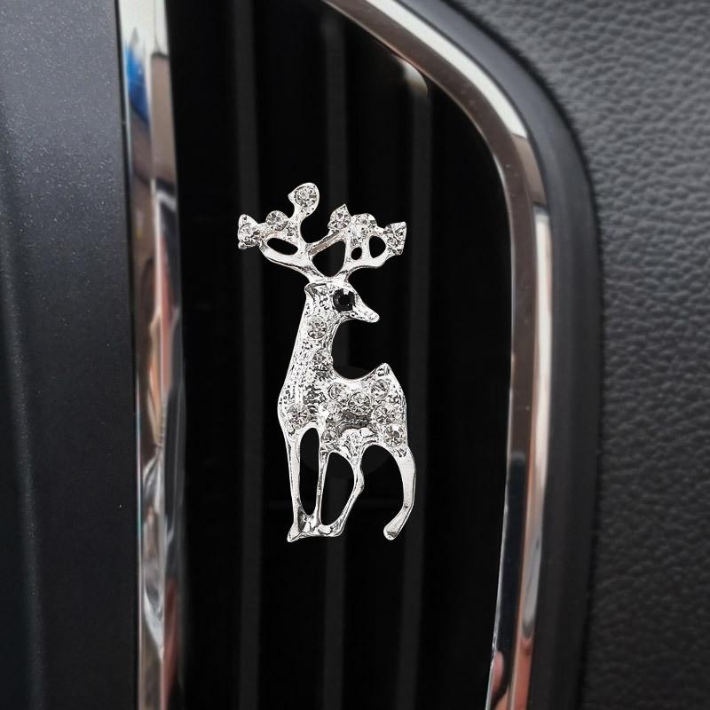 Car Air Vent Perfume Clip With Diamond-encrusted Deer Design Customizable Car Decoration