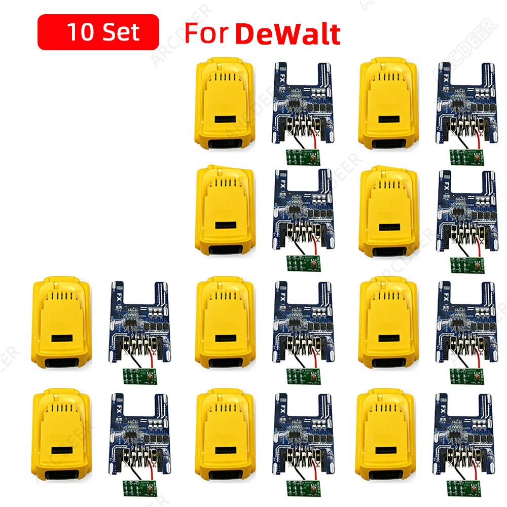 1/2/4/6/10Set 18V 21V 10*18650 Power Tool Accessories Li-ion Battery Case For Dewalt BMS Box 4Mos Charging PCBA Power Display