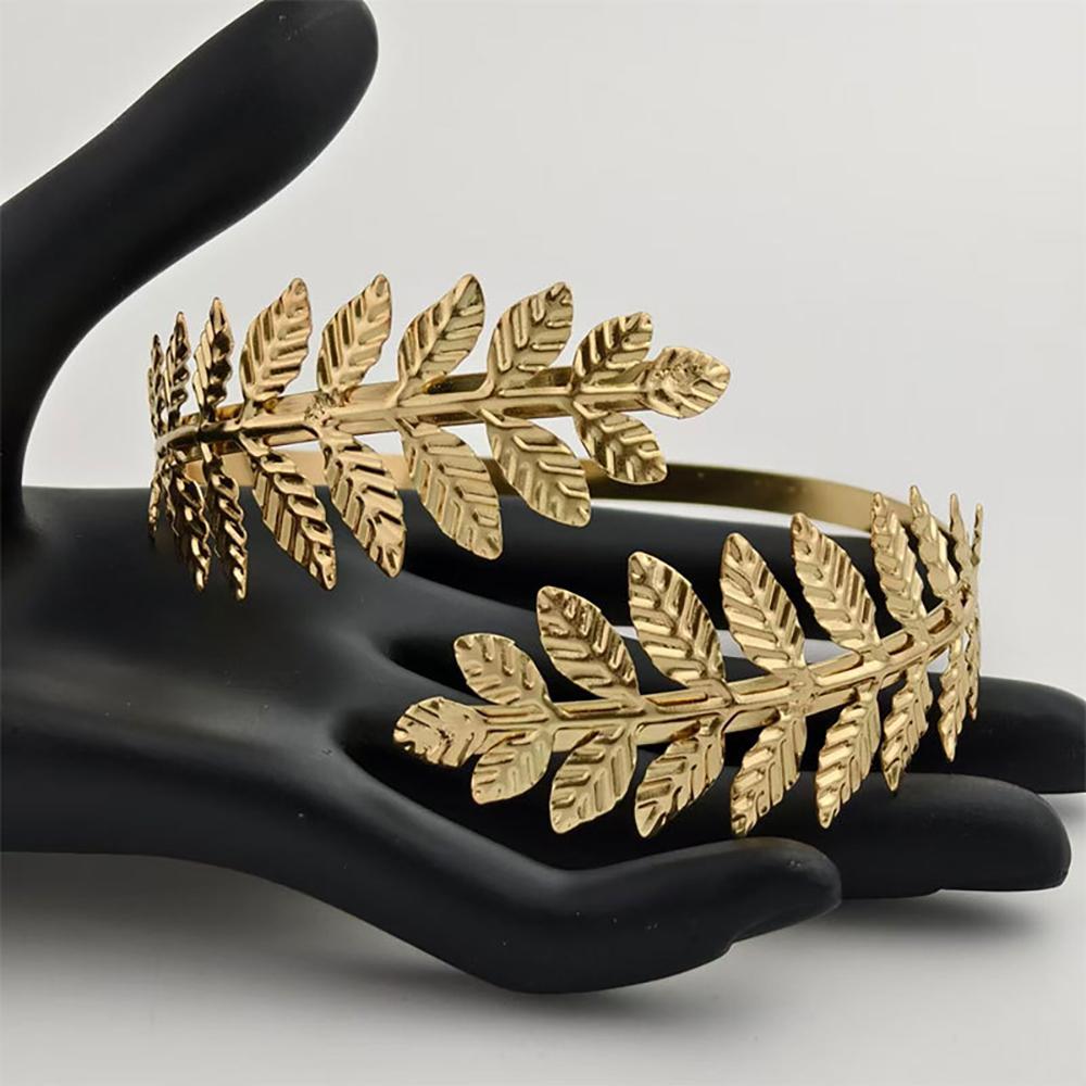 Metal Leaf Upper Arm Bracelet for Women Greek Roman Style Women's Armband Upper Arm Cuff Gold Color Jewelry Gift