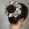 Elegantes Punkt-Blumen-Liebe Chiffon Groß Champagner Haarband für Frauen Haargummi Scrunchie Haar Stirnband Mode Haarschmuck
