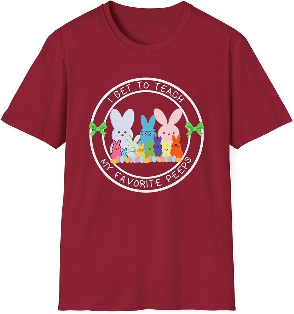 I Get to Teach My Favorite Peeps Teacher Graphic Tee Cute Easter Bunny Classroom T-Shirt