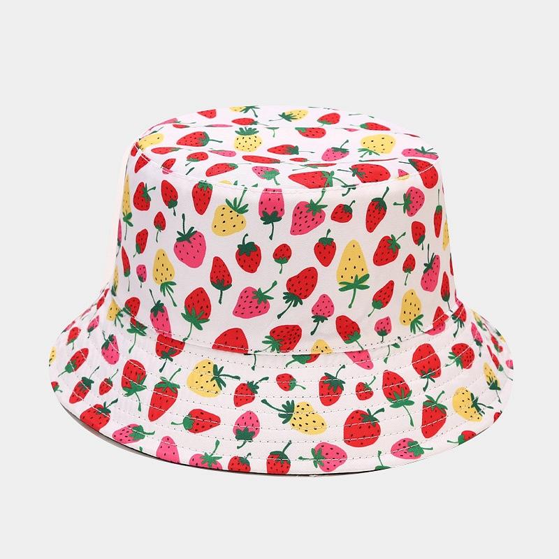 Creative Printed Fruit Pattern Bucket Cap Unisex Outdoor Leisure Fisherman Hat Summer Beach Uv Protection Sun hats Panama Bob