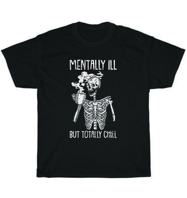 Psychisch krank, aber total entspannt Halloween-Kostüm Skelett T-Shirt Unisex Geschenk