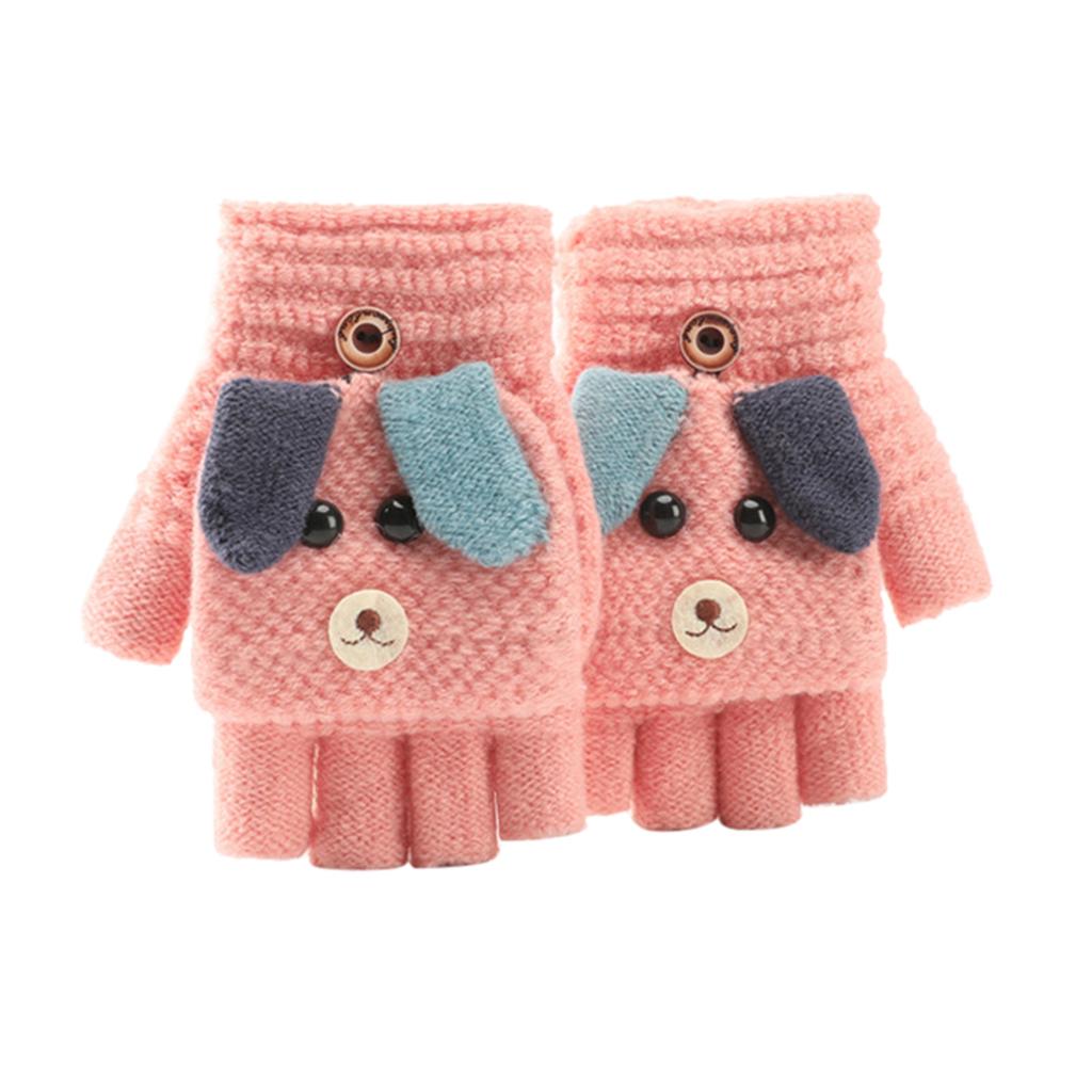 Soft Convertible Flip Top Gloves Kids Baby Winter Warm Knit Fingerless Mitten