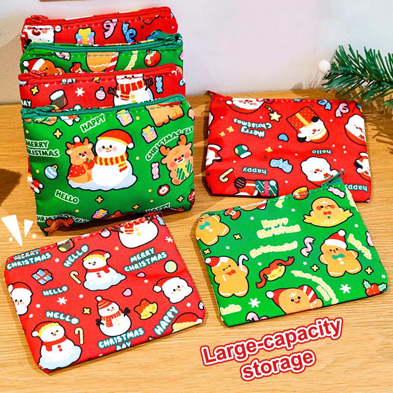 1/4Pcs Cute Mini Christmas Coin Purse Portable Lipstick Earphone Protector Cover Creative Cartoon Storage Bag Kids Gifts