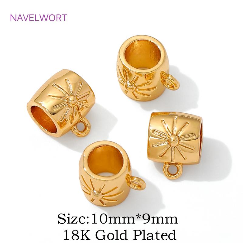 18K Gold Plated Inlaid Zircon Tube Pendant Bail Brass Pendant Connectors Bail Clasps For DIY Necklace Jewelry Making Accessories
