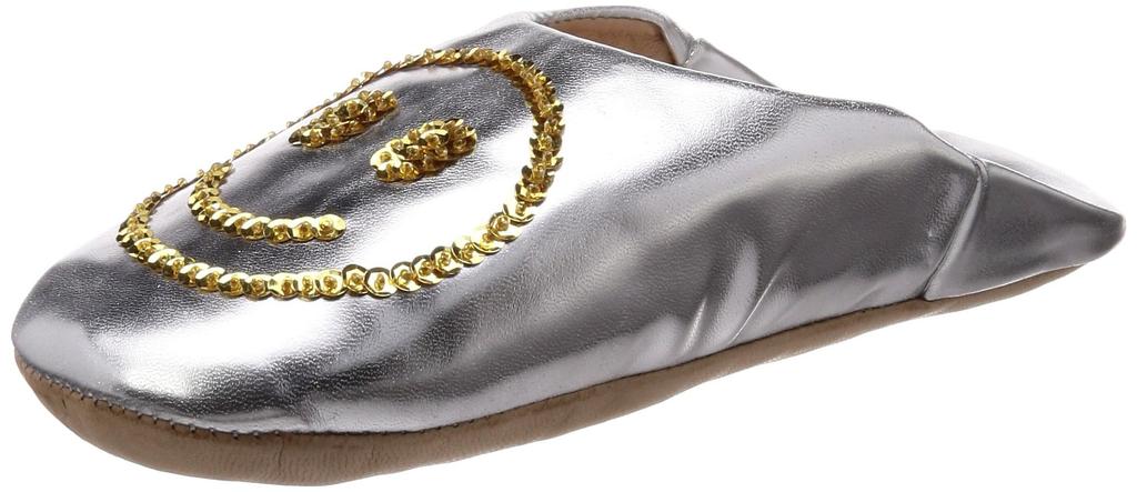 Fatima Morocco Smile Sequin Babouche MFM003 Men's Bags, Silver, 27cm,