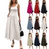 Women's Casual Dress With Square Neck, Long Sleeveless Maxi Dress For Daily Life,  Women's Summer Dress