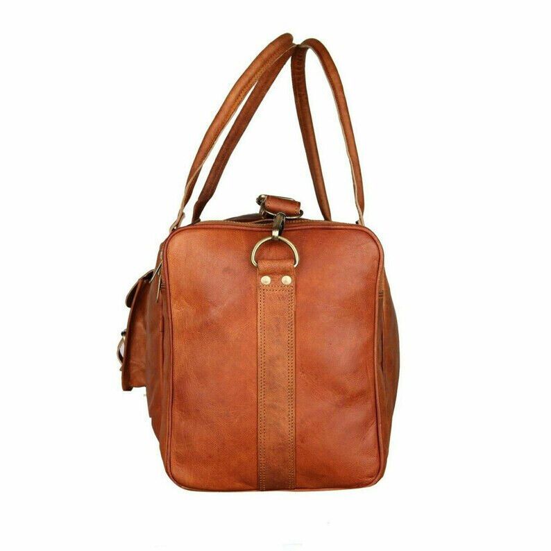 Leder Duffle Leder Reisegepäck Übernachtungstasche Weekender-Tasche Urlaub Fitnessstudio B