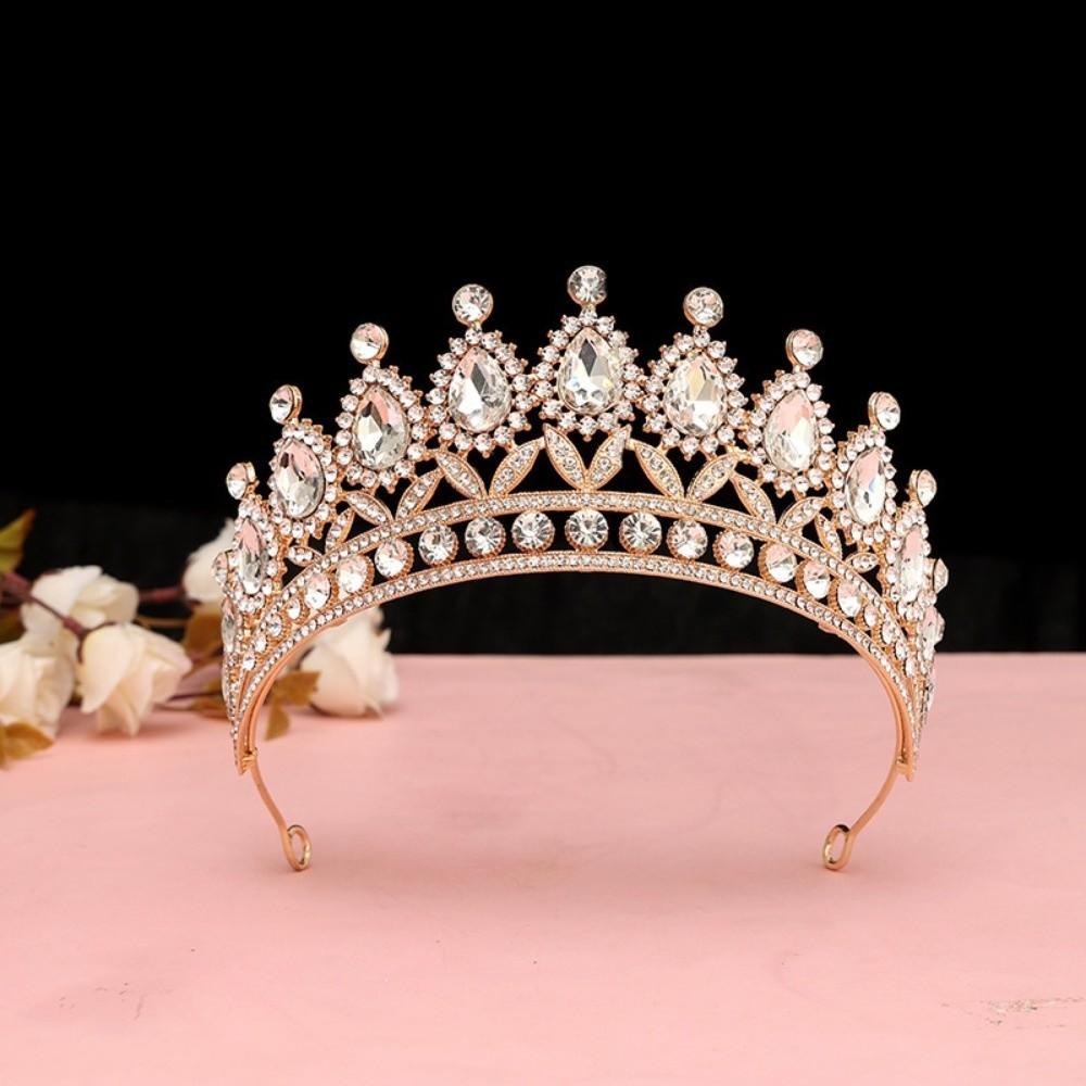 Роскошная Элегантная Хрустальная Свадебная Тиара Металлическая Свадебная Тиара для Волос Корона Принцессы Празднование Дня Рождения 1
