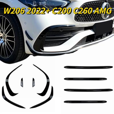 Front Bumper Trim Splitter Canards Air Vent Fin For Mercedes W206 2022+ C200 C260 AMG Vent Flaps Frame Grille Decorative