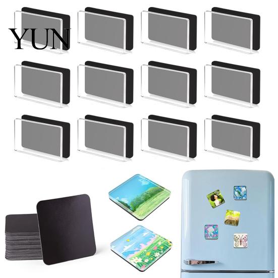 Transparent Acrylic Fridge Magnets 5/6/8/10/15/20/24 Sets DIY Magnet Kit, Square Refrigerator Photo Holder with Adhesive Backing, Clear Picture Making